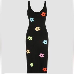 KNIT FLORAL MIDI DRESS